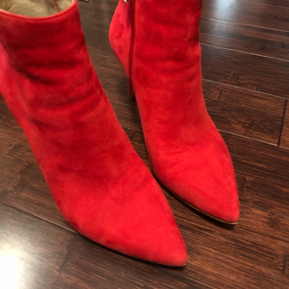 Louise et cie red suade booties with gold details - Picture 4 of 8